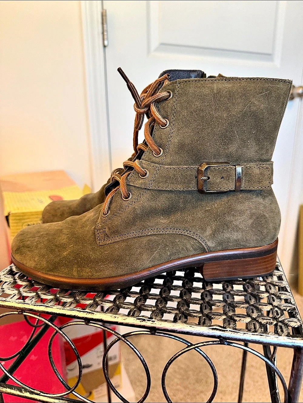 Naot Lace-Up Ankle Boots in olive